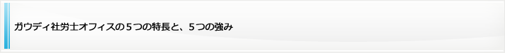 ガウディ社労士オフィスの５つの特長と、５つの強み